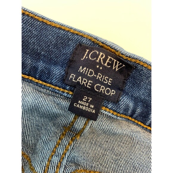 J Crew Jeans Womens 27 Mid Rise Flare Crop Button Fly Preppy Ankle Denim - Picture 8 of 10